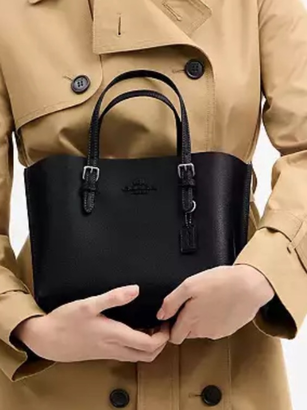 Coach Black Pebbled Leather Tote with Removable Crossbody Strap - Picture 2 of 12